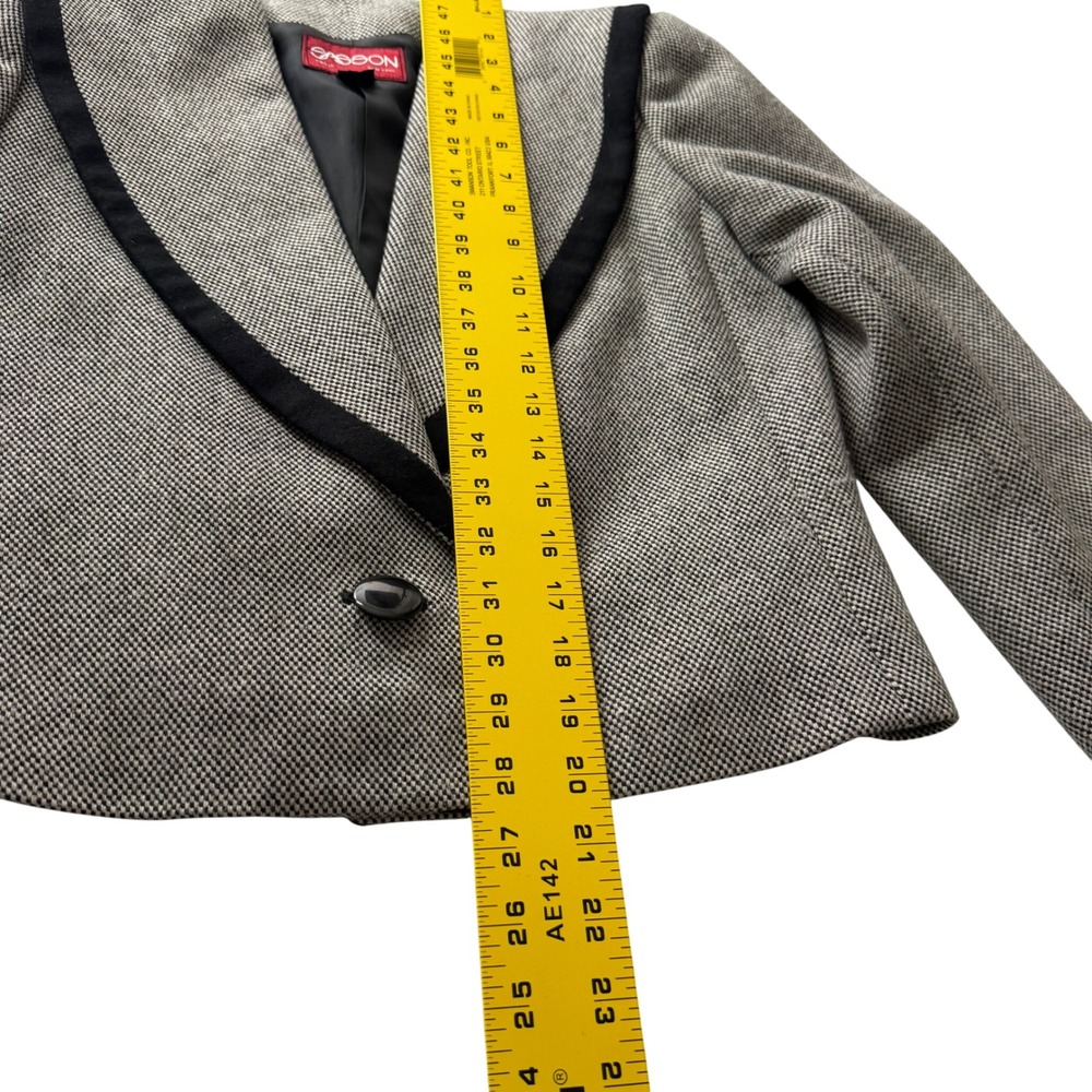 Sasson‎ VTG Cropped Contrast Trim Blazer Jacket Black White Tuxedo Chic 6 - Picture 11 of 13